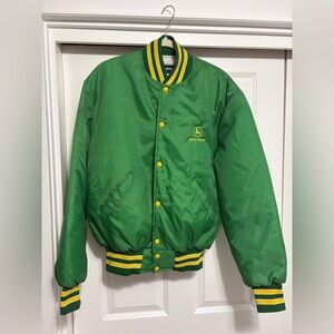 John Deere Green and Yellow Striped Collar Satin Jacket
